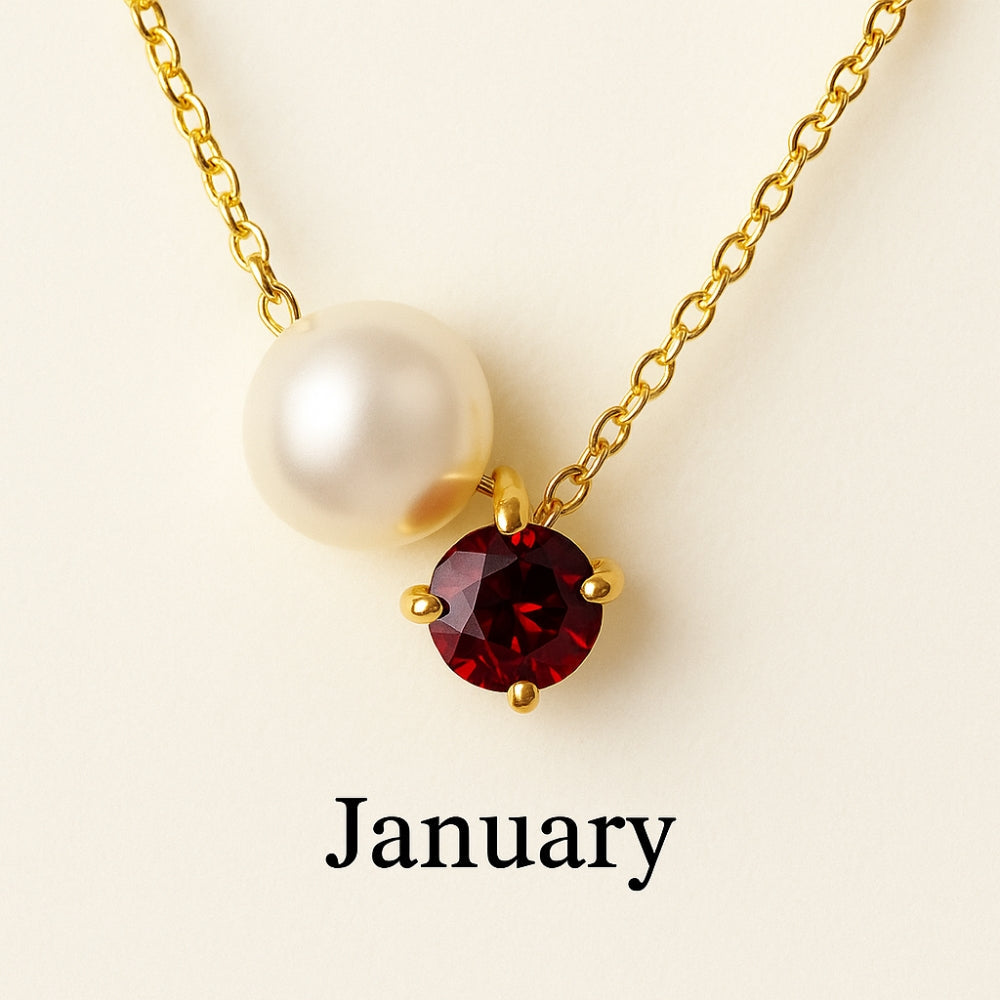 Pearl & Zircon Birthstone Pendant Necklace