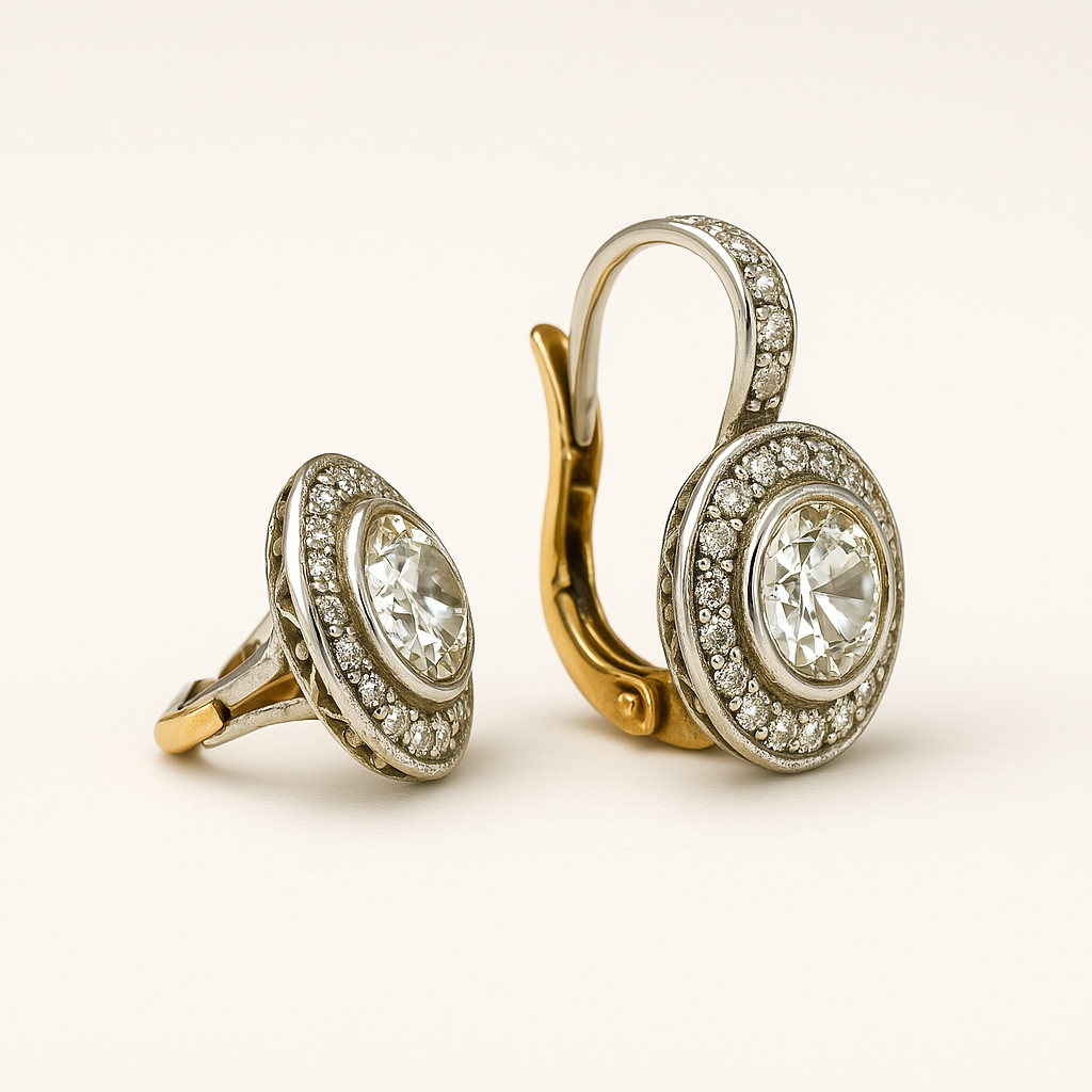 Vintage Silver Earrings with Zirconia