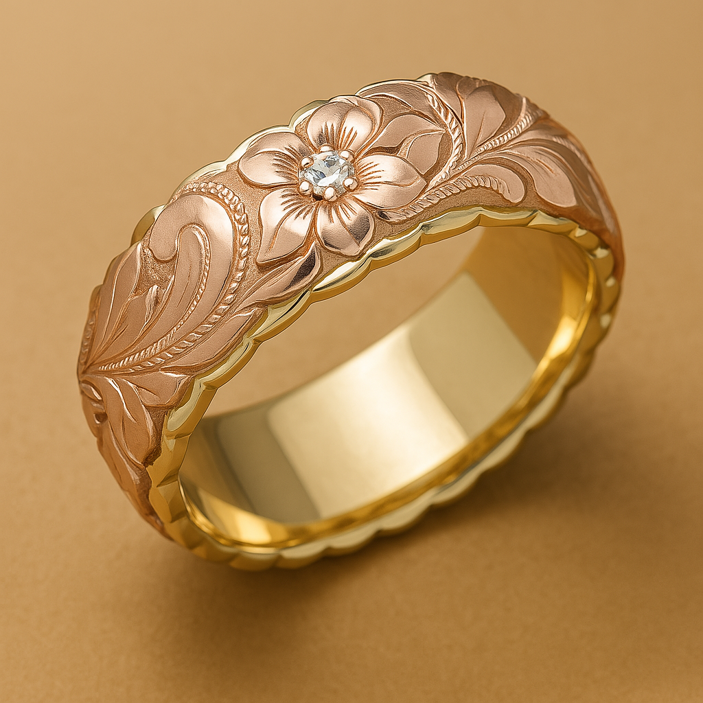 Vintage Rose Flower Gold Ring