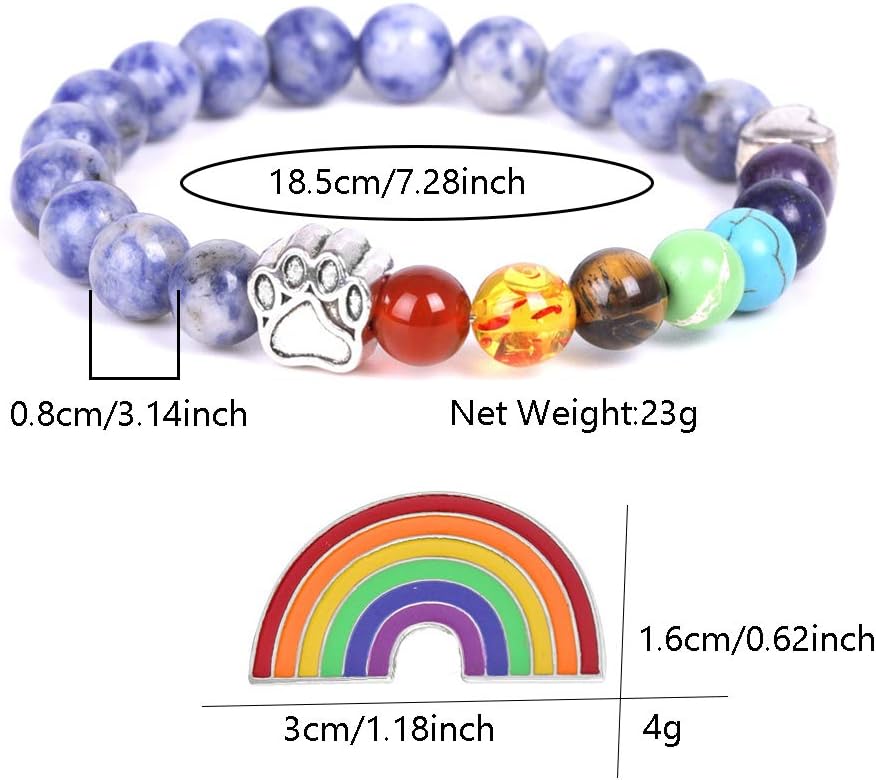 Rainbow Bridge Memorial Bracelet – 7 Chakra Bead Gift for Pet Loss