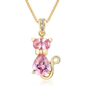 Crystal Cat Pendant Necklace