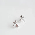 Silver Cat Stud Earrings