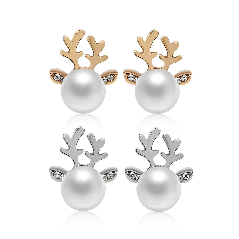 Christmas Reindeer Pearl Earrings