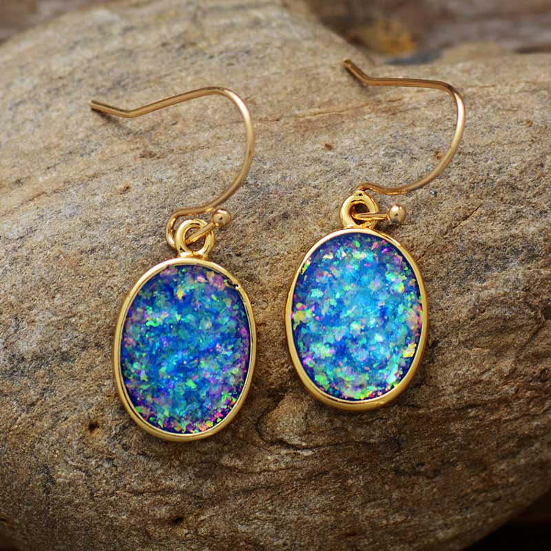 Druzy Opal Dangle Earrings