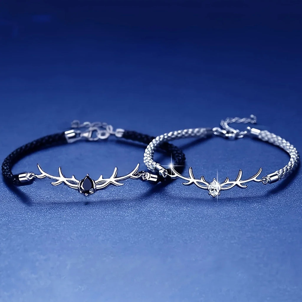 Deer Horn Heart Bracelet with Zircon