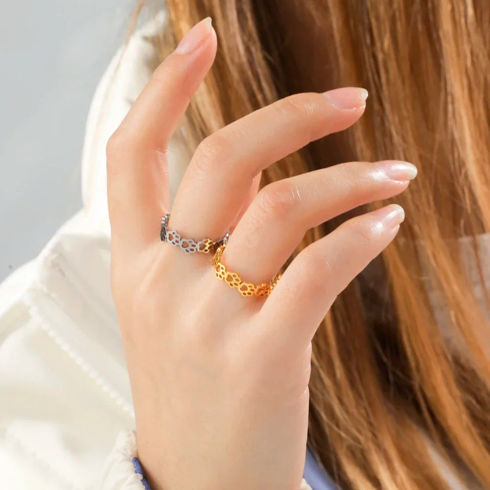 Adjustable Paw Print Ring – Made of Stainless Steel