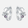 Paw Huggie Earrings in 925 Sterling Silver – With Zirconia and Heart Gem