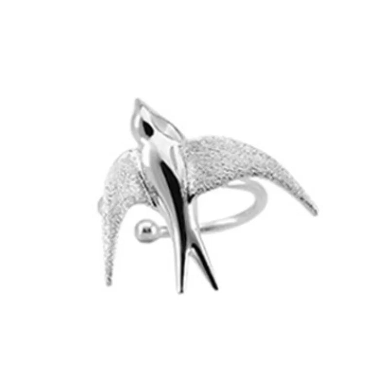 Beautiful Silver Swallow Bird Clip-On Earrings