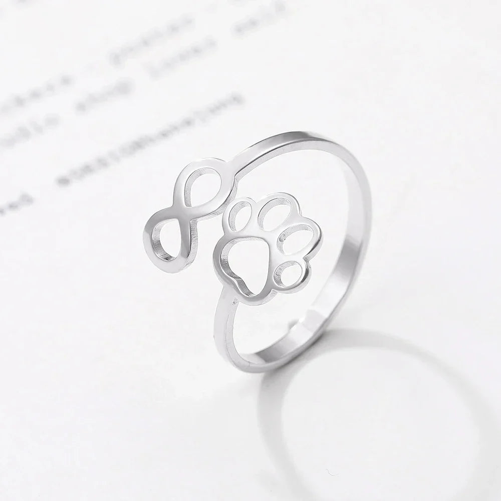 Adjustable Infinity Paw Ring – Stainless Steel