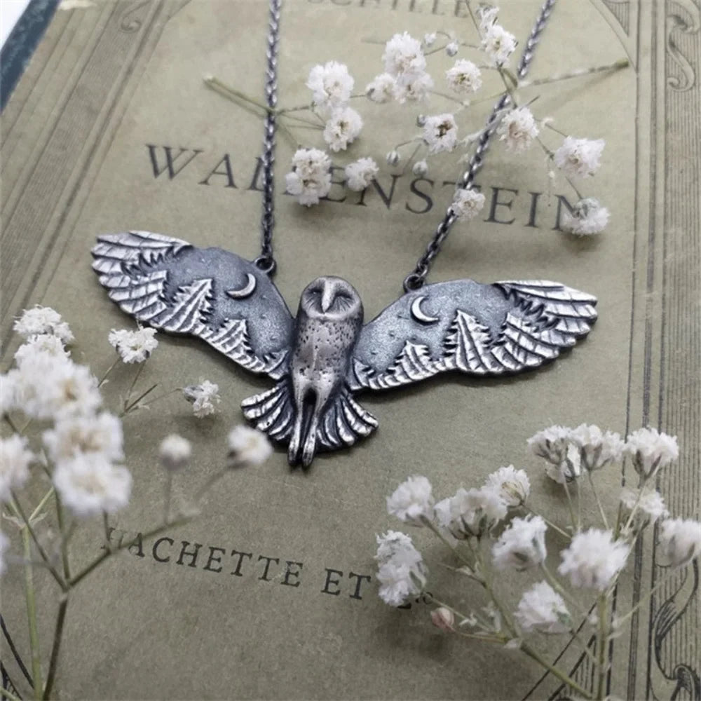 Vintage Owl Moon Necklace