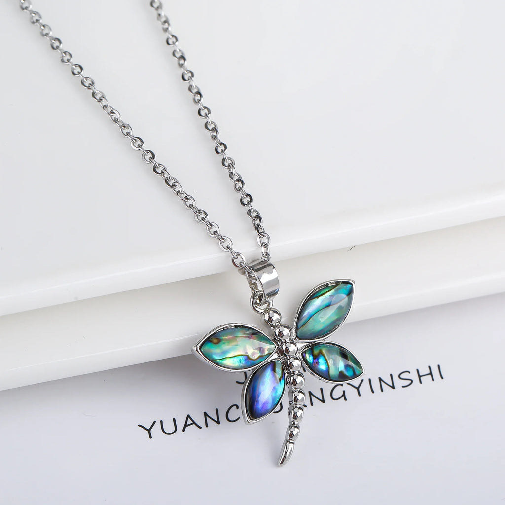 Natural Shell Butterfly Pendant Necklace