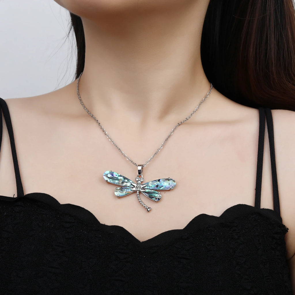 Natural Shell Butterfly Pendant Necklace