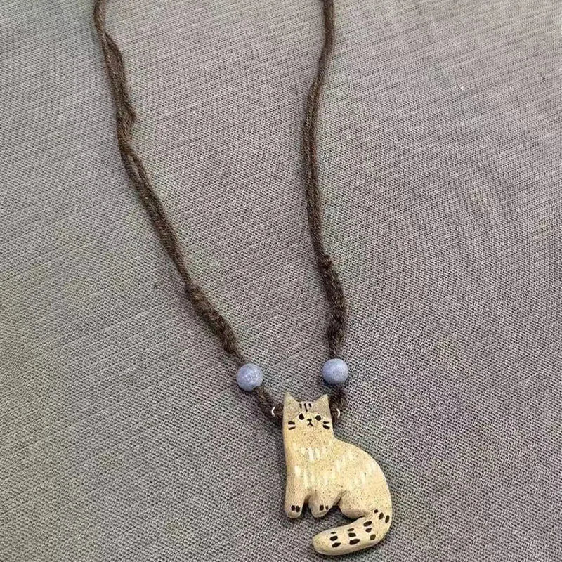 Vintage Cat Star Pendant Necklace
