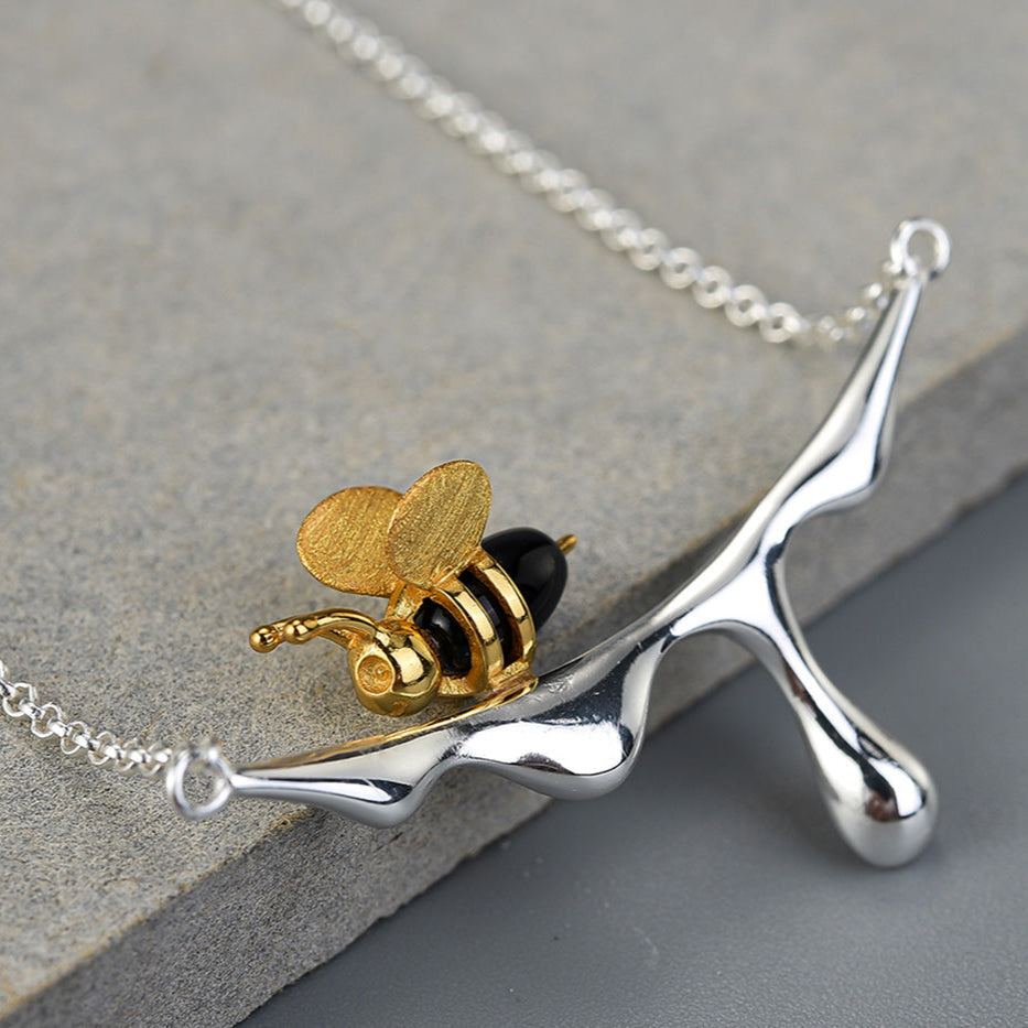 Dripping Honey & Bee Necklace