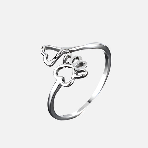 Adjustable Paw & Heart Ring – Stainless Steel